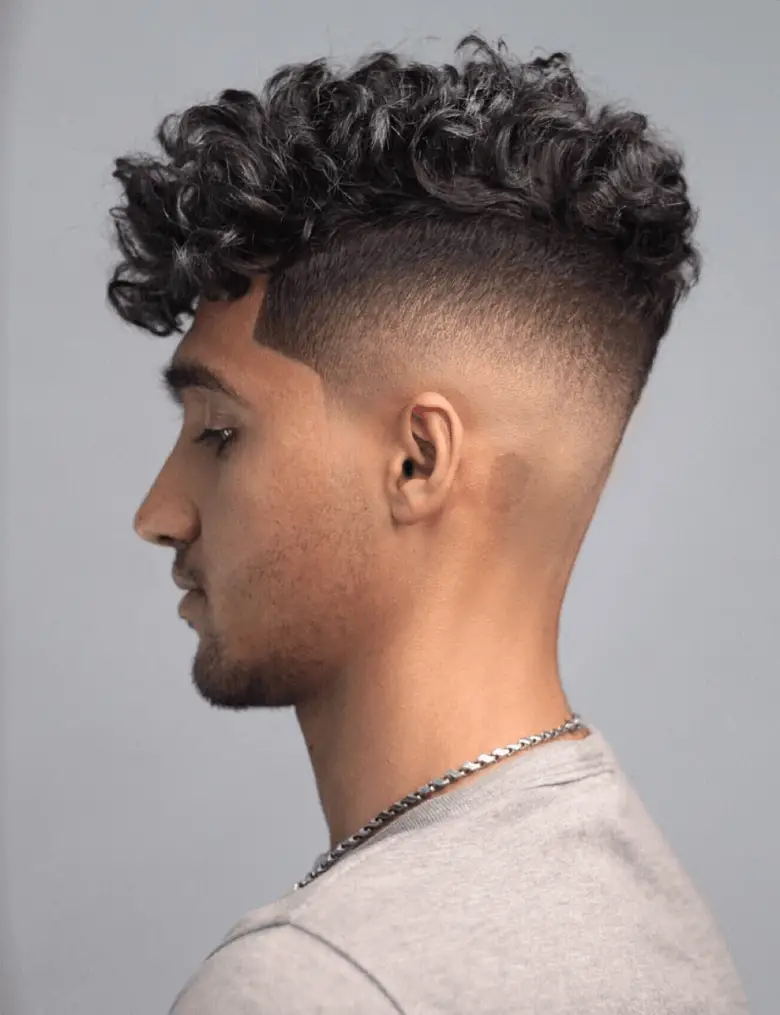 Low fade and Curly Top Hairstyle