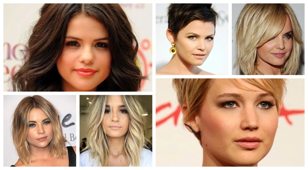 Round Face Hairstyle Women Collage