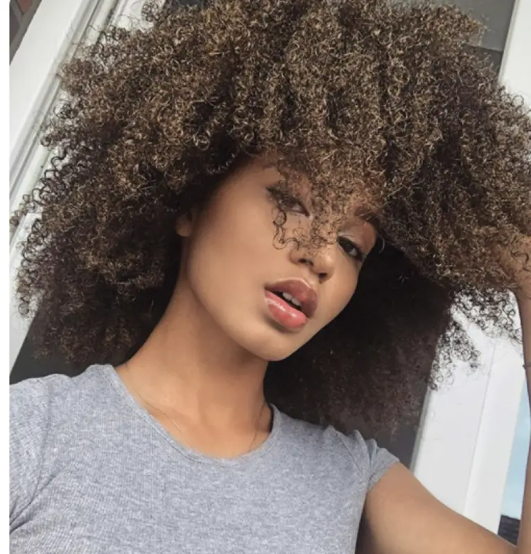 Honey Brown Hair with Natural Curls