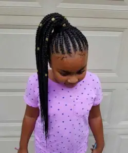 Black Kids Girls High Ponytail Hairstyle