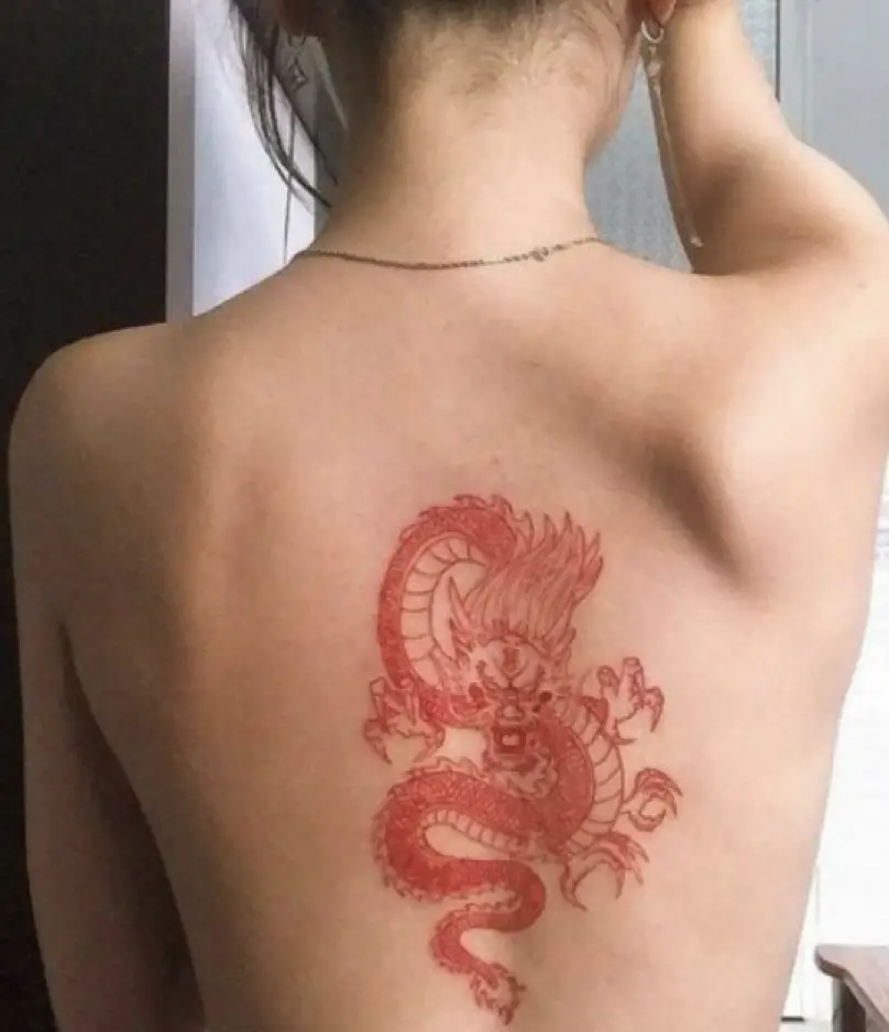 Women Dragon Back Tattoo