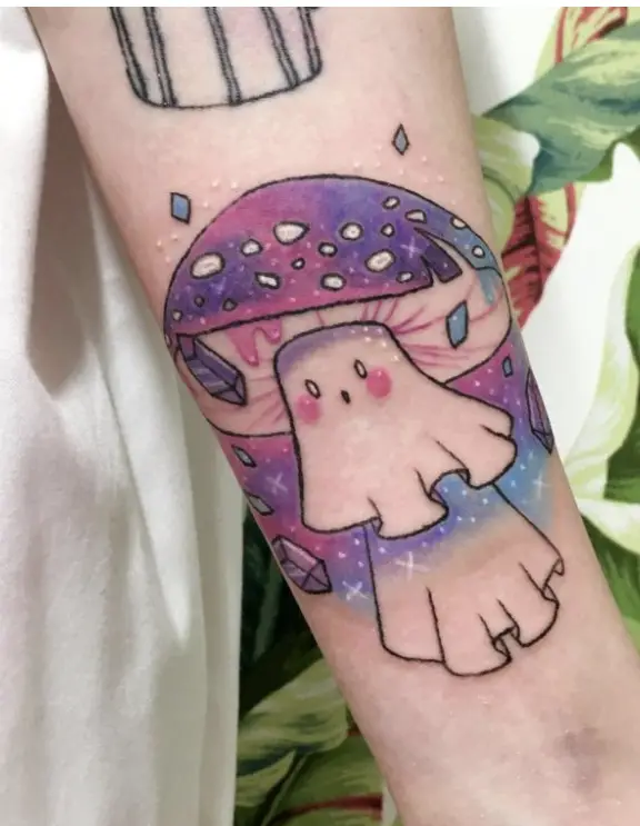 Vibrant Mushroom tattoo