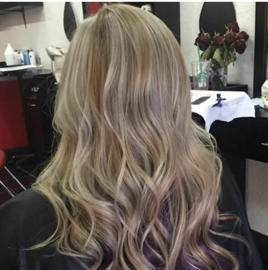 Curly Weave Lavender Highlights in Platinum Blonde