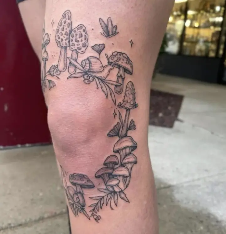 Grayscale Mushroom Tattoo