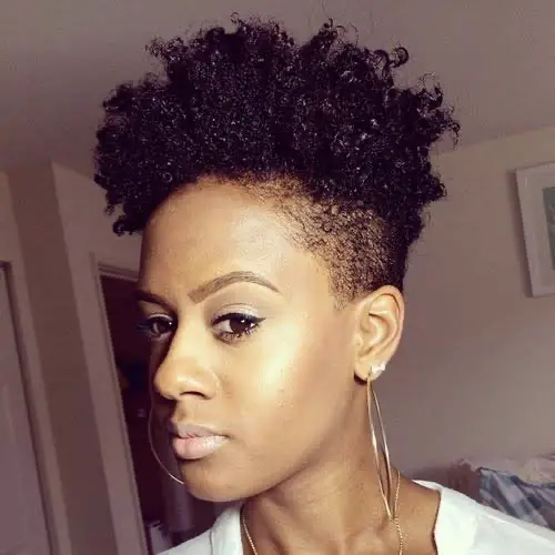 Afro Curly Hair with Undercut For Double Chin Women