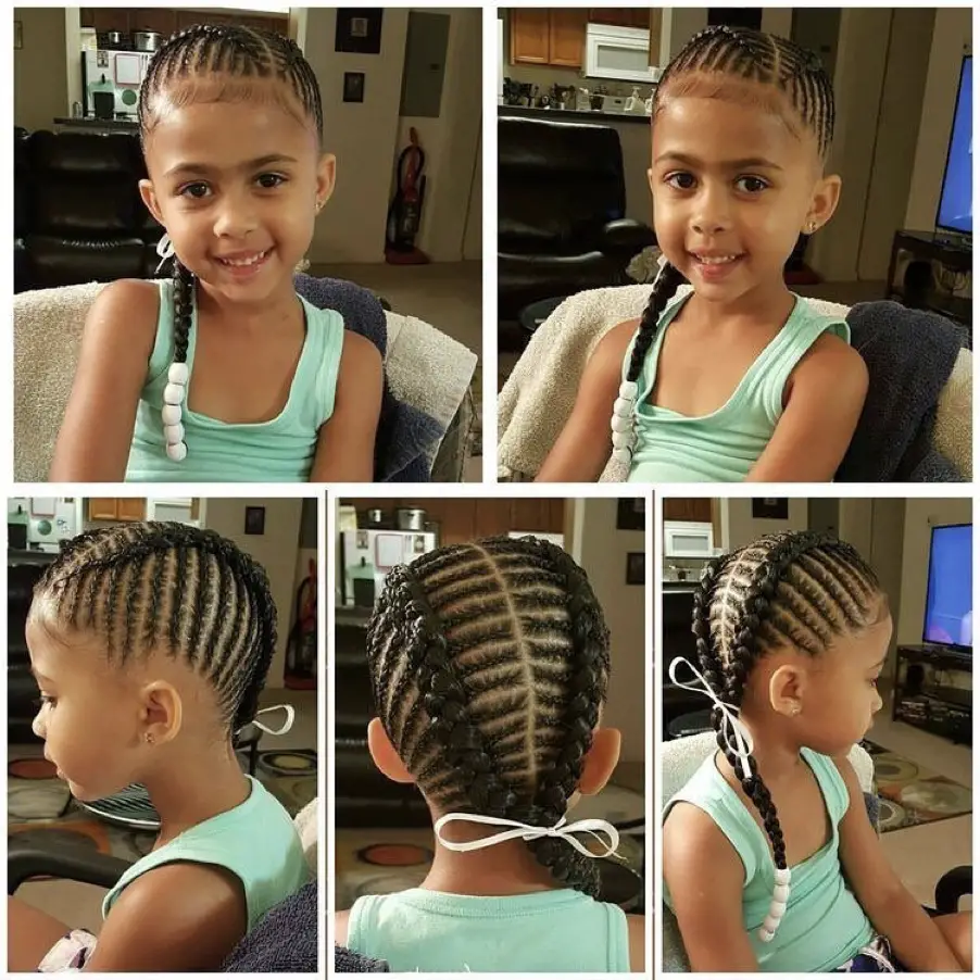 Black Kids Girl Two Bows Hairstyle