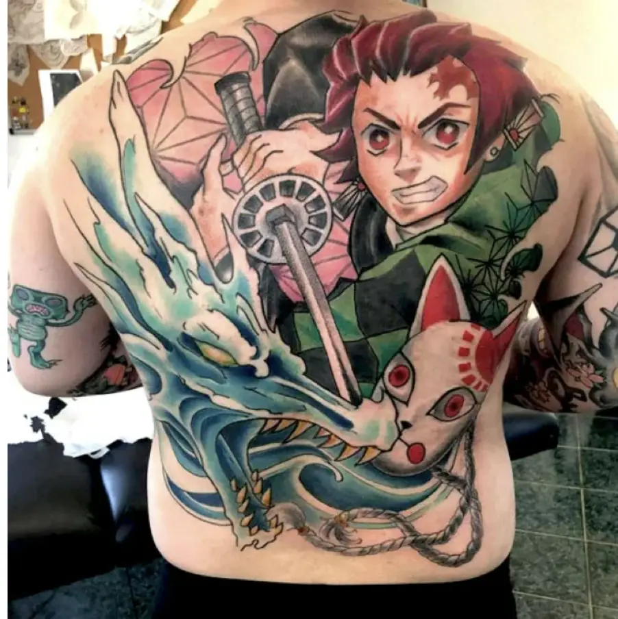 Tattoo of a Demon Slayer on the Back