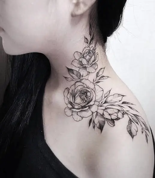 Neck Flower Tattoo