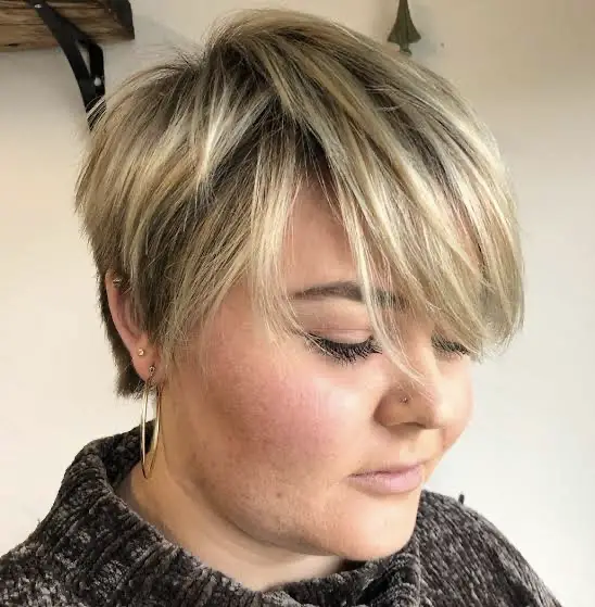 Short Sides and Longer Top For Double Chin Women