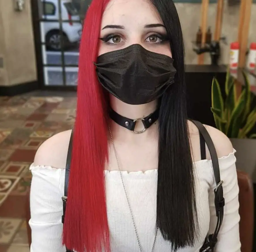 Black and Red Half Alt Hairstyle