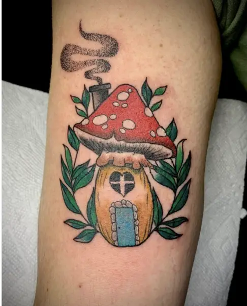 Mushroom House Tattoo