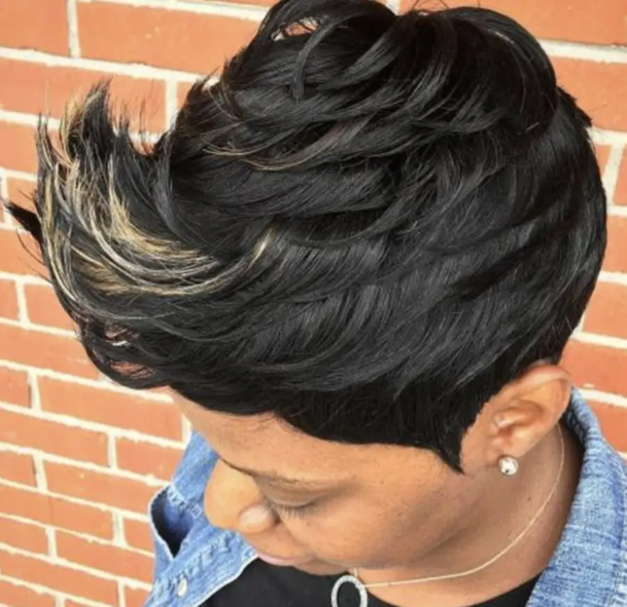 Curly Weave Highlighted Pixie