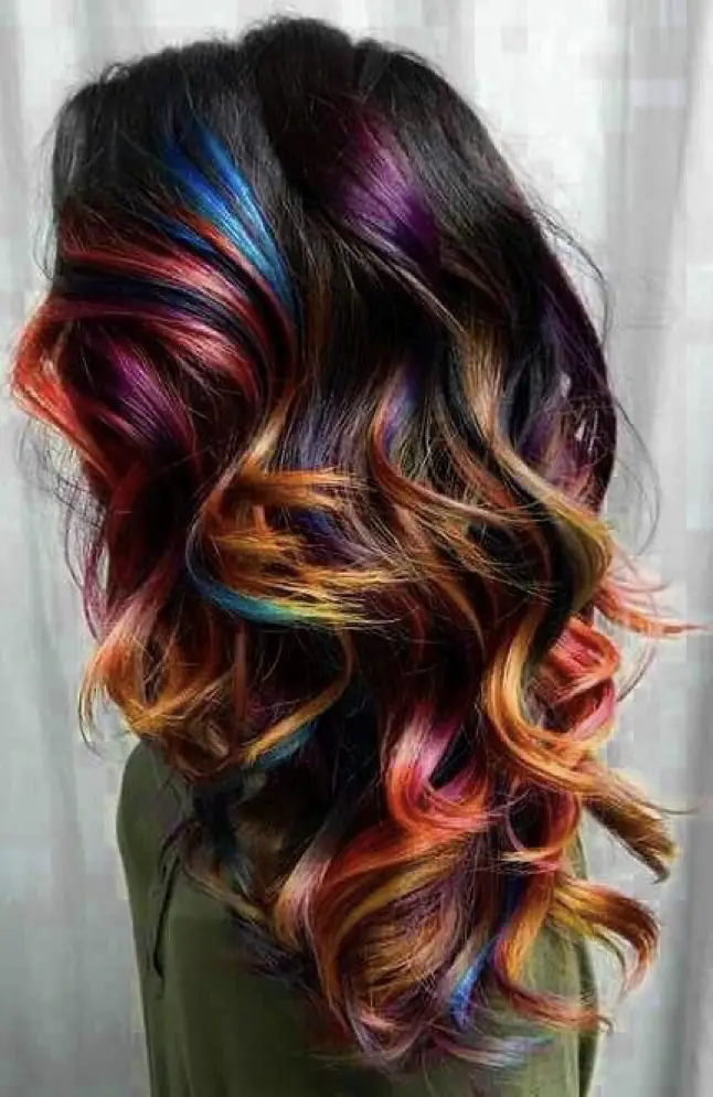 Rainbow Highlight Hairstyle