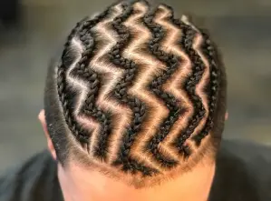 Mens Cornrow Hairstyle Zig-Zag Patterning