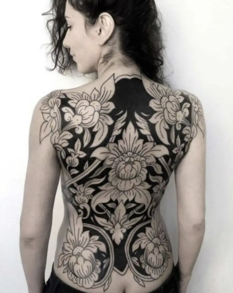 Women Full Back Tattoo