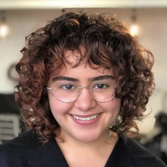 Short Curly Hair For Double Chin Women