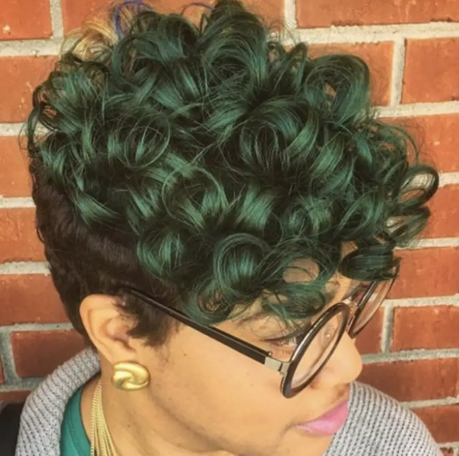 Green Hair with Curls