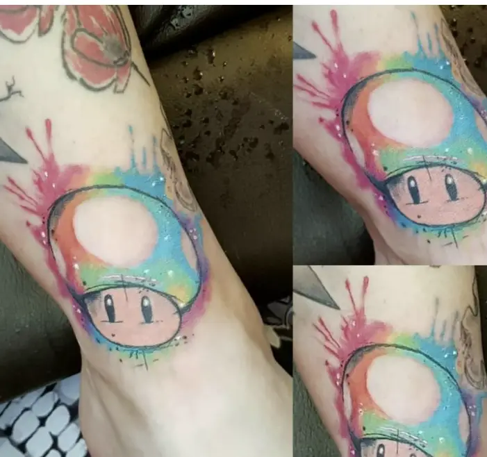 Rainbow Watercolours Mushroom Tattoo