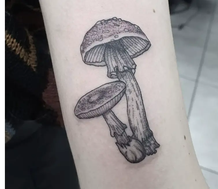 Black and White Mushroom Tattoo