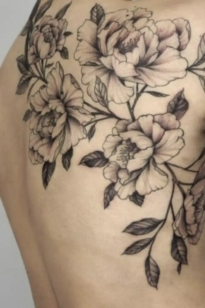 Women Floral Back Tattoo