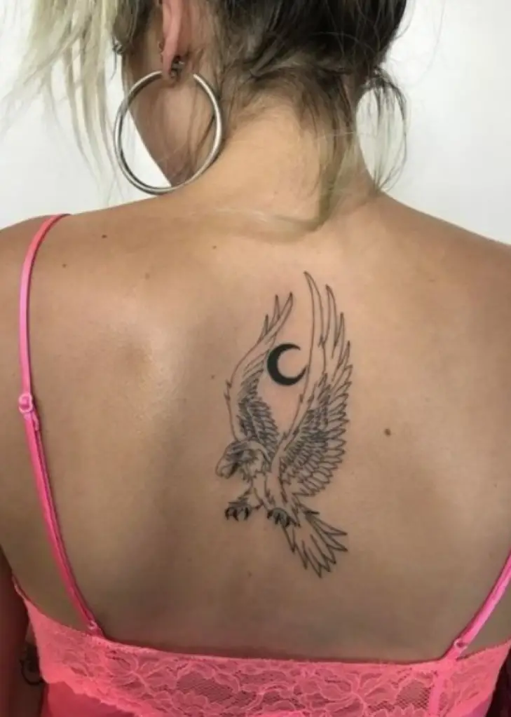 Women Eagle Back Tattoo