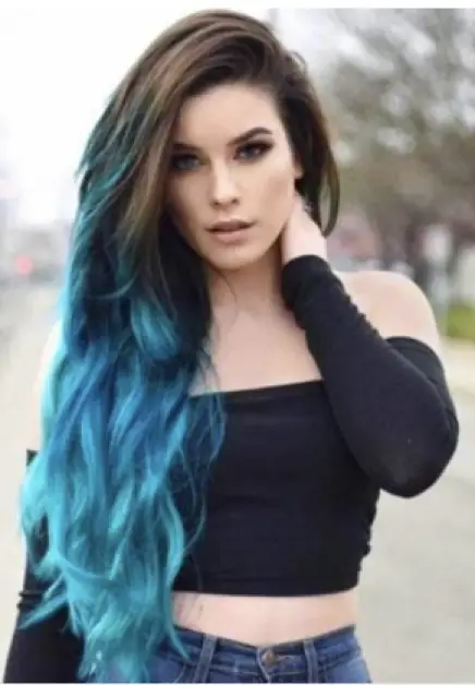 Blue Hair with Brown Highlights