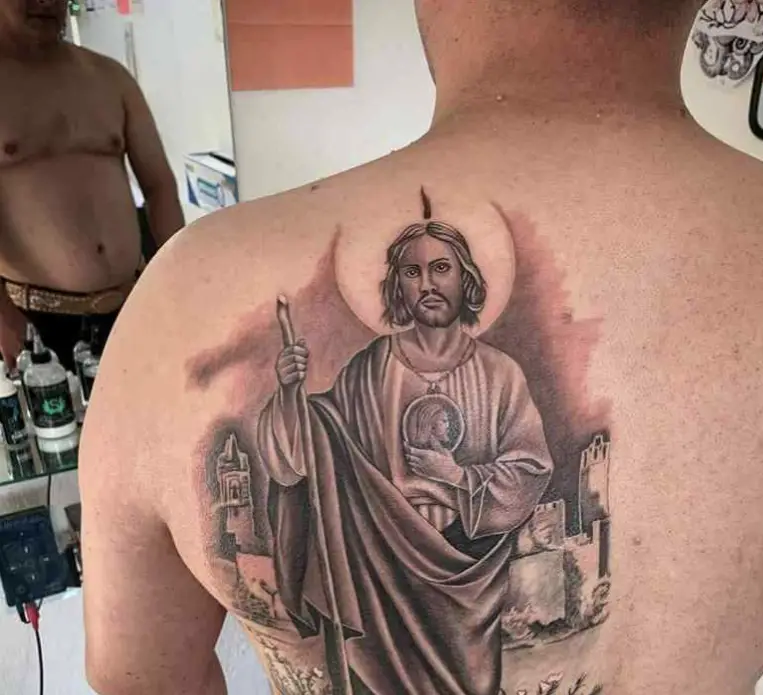 Back Tattoo of San Judas