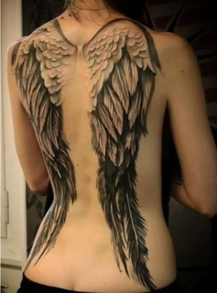 Women Wing Back Tattoo