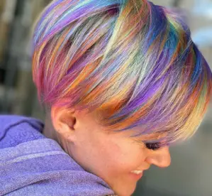 Short Pixie Cut In Rainbow Colors Alt Hairstyle