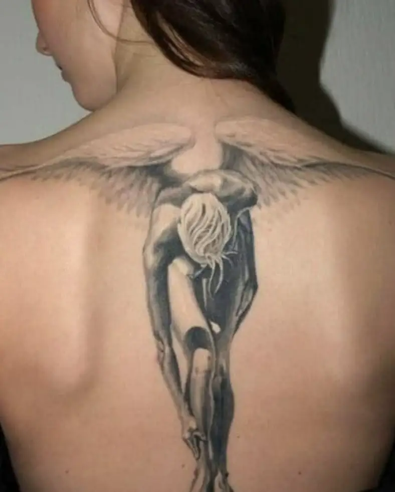 Women Angel Back Tattoo
