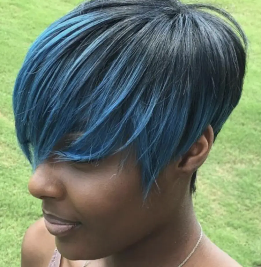 Curly Weave Pixie Blue
