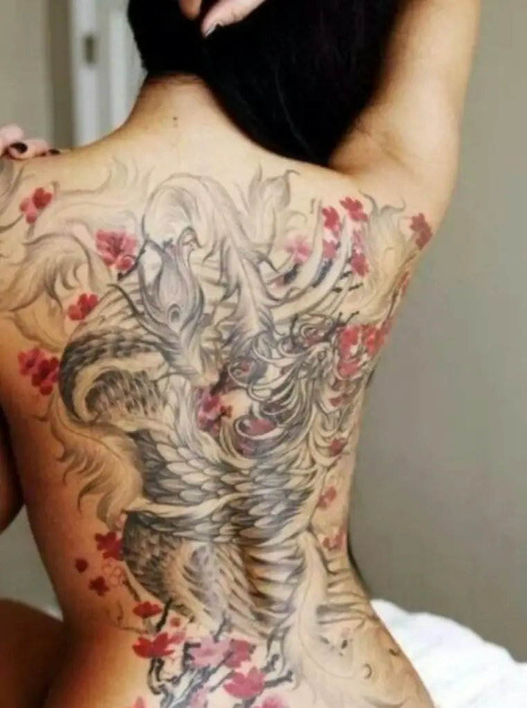 Women Japanese Back Tattoo