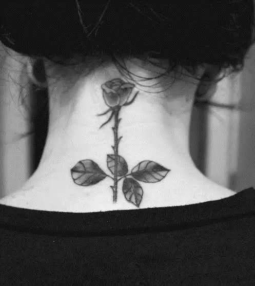 Rose Tattoos On The Back of The Neck