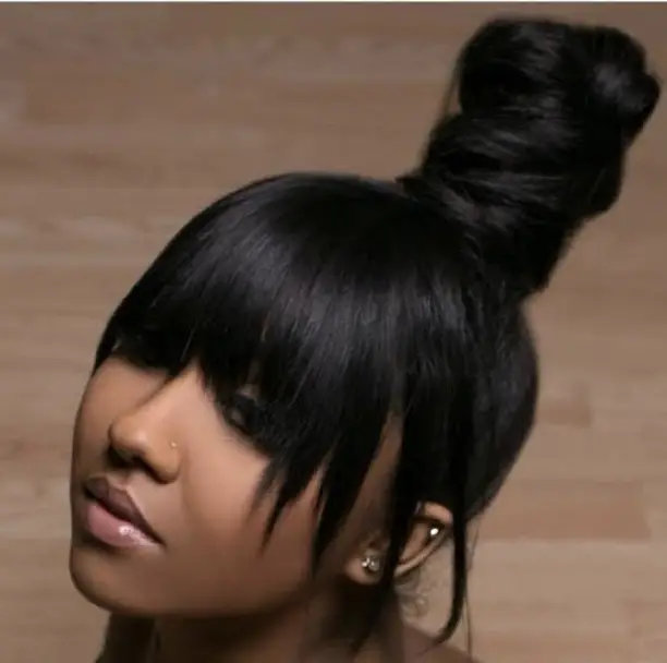 Black Girl Topknot with Bangs